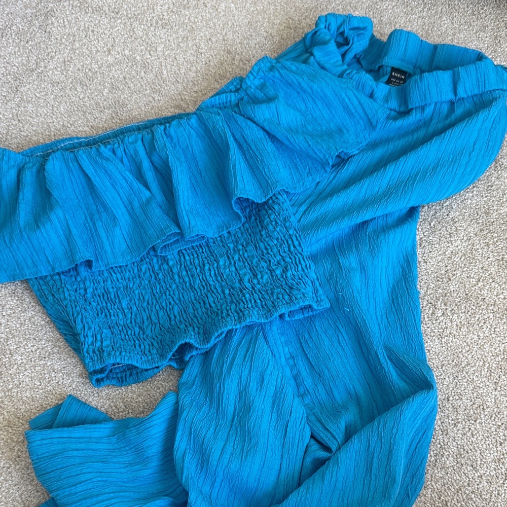SHEIN Bright Blue Textured Top